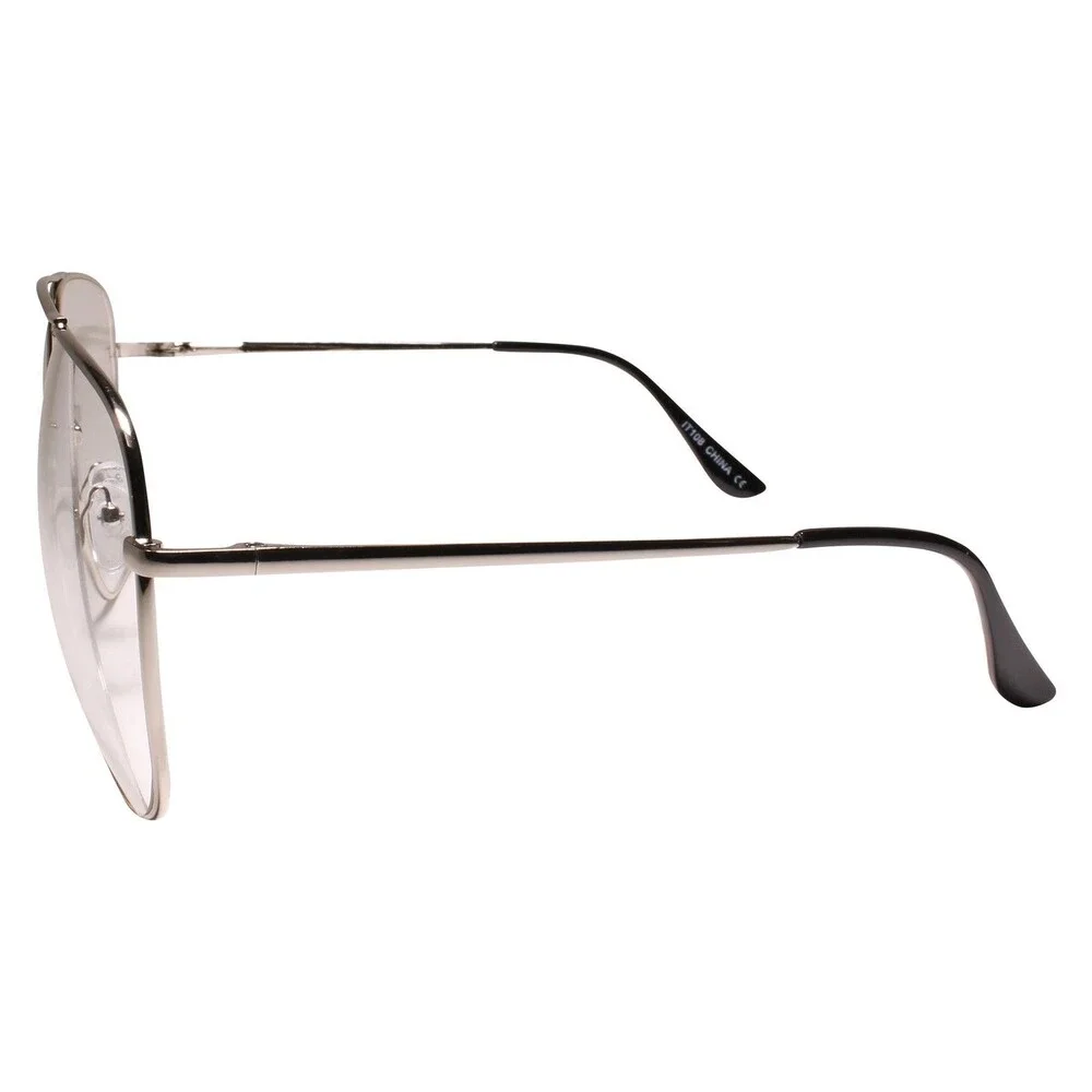 Oversized Exaggerated Mens Womens Square Silver Frame Clear Lens Glasses